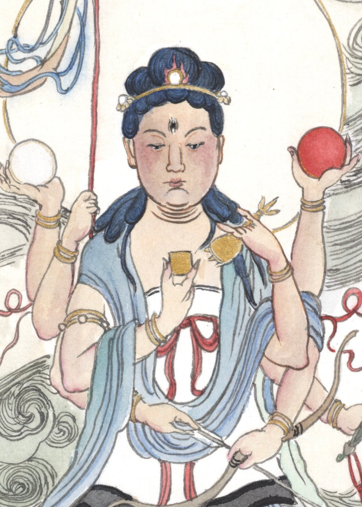 中国传统神话工笔画——多臂神明