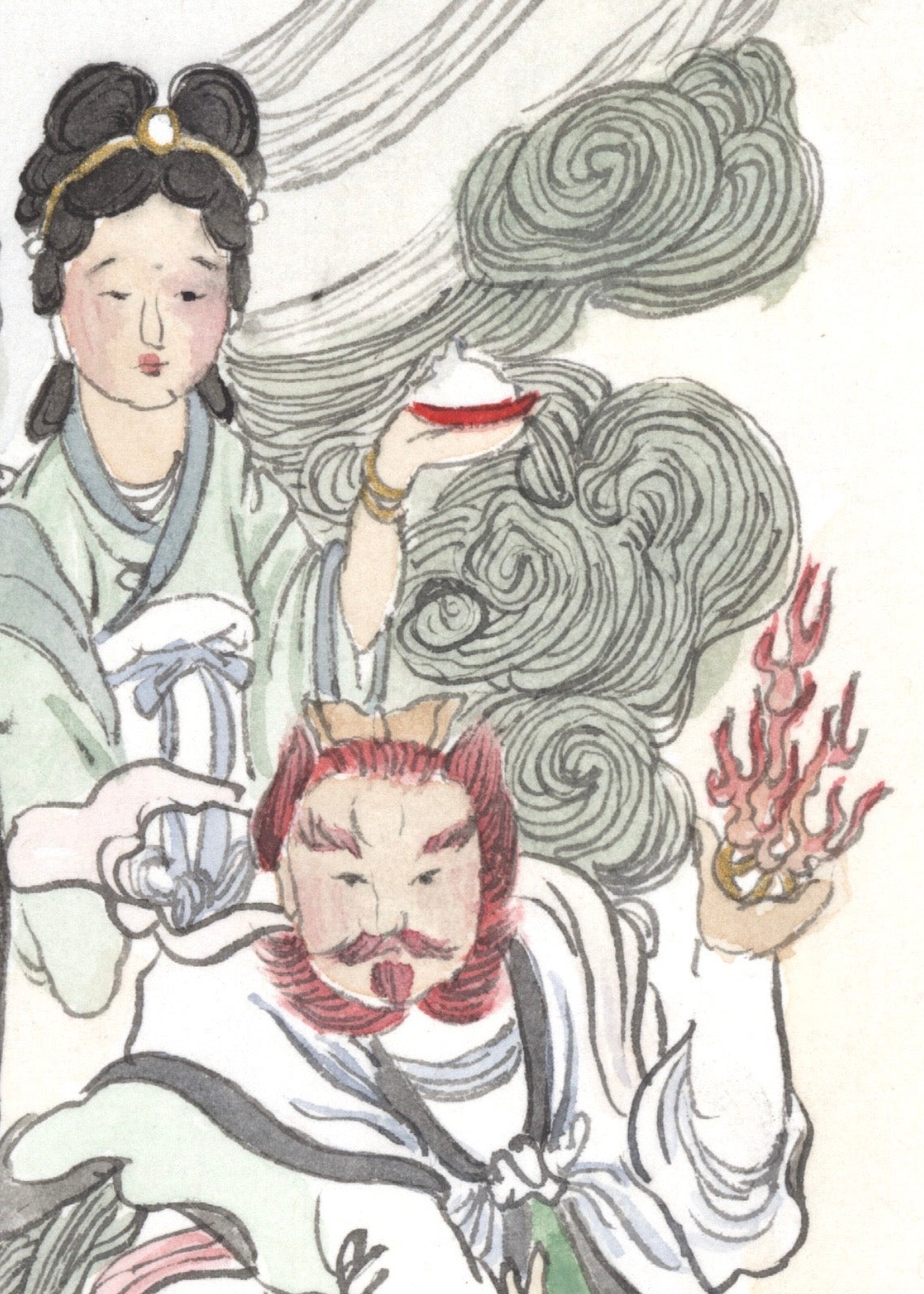 中国传统神话工笔画——多臂神明