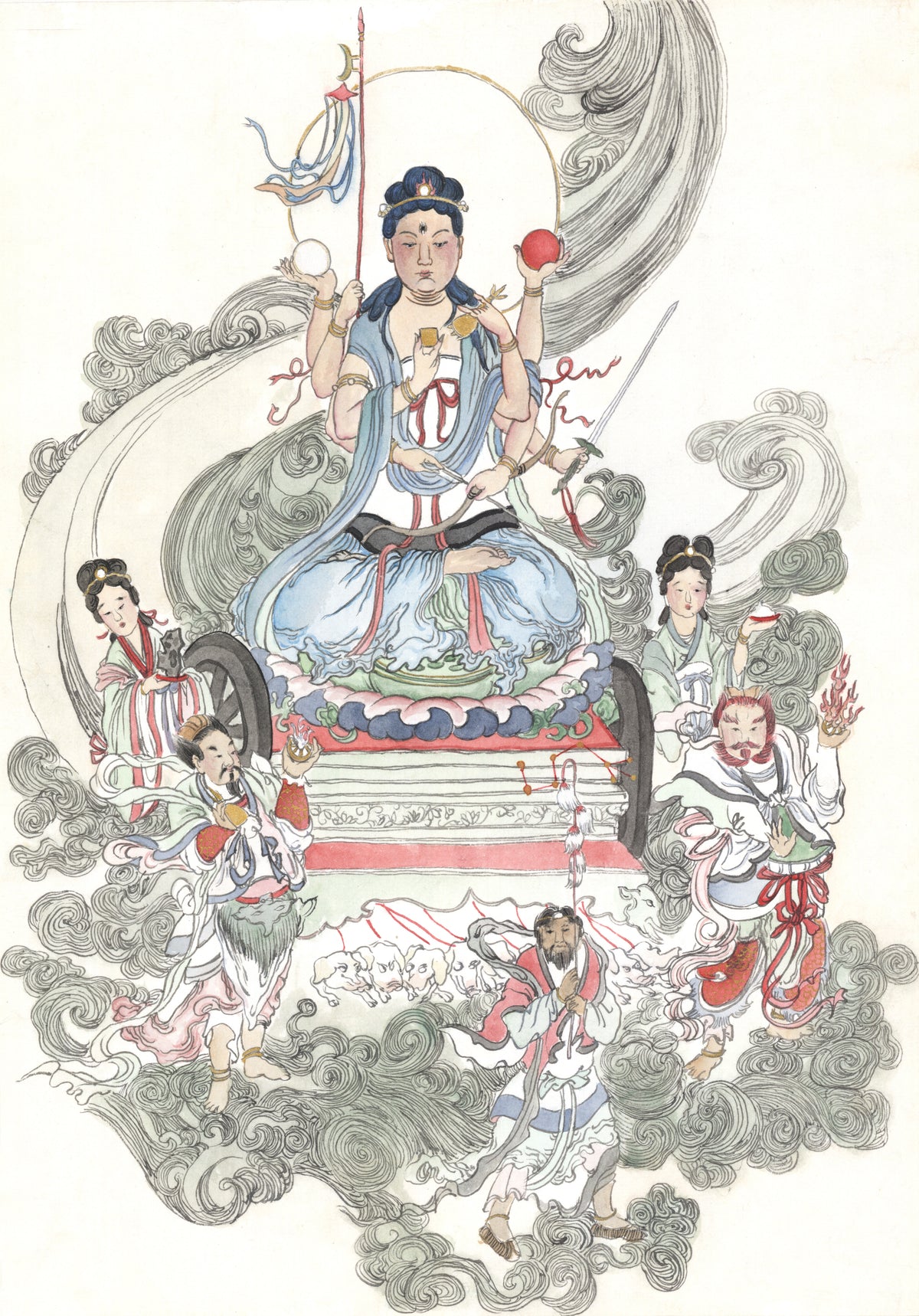 中国传统神话工笔画——多臂神明