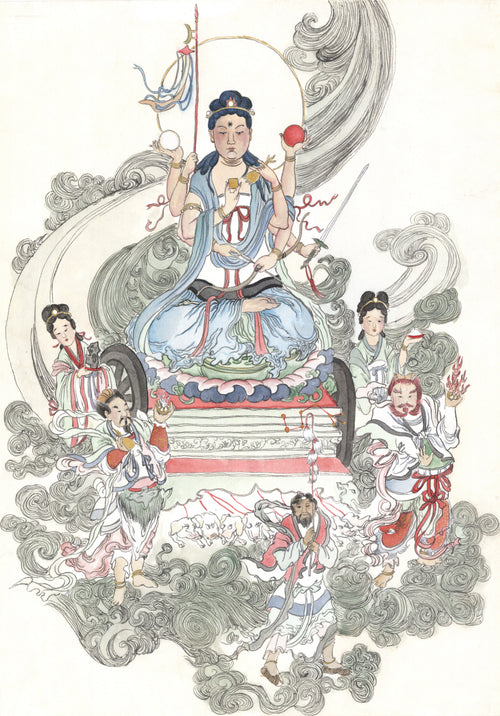 中国传统神话工笔画——多臂神明